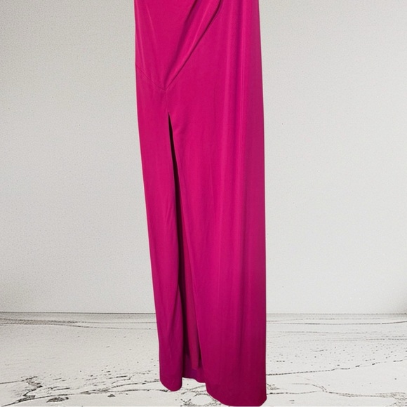 Halston NWT Malia One-Shoulder Matte Jersey Evening Gown Dress in Berry- Size 0 - Picture 8 of 12